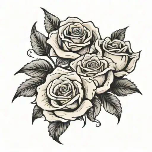 rose and lily stems twined together with Roman numerals 1 4 and 3 in between them  tattoo design idea