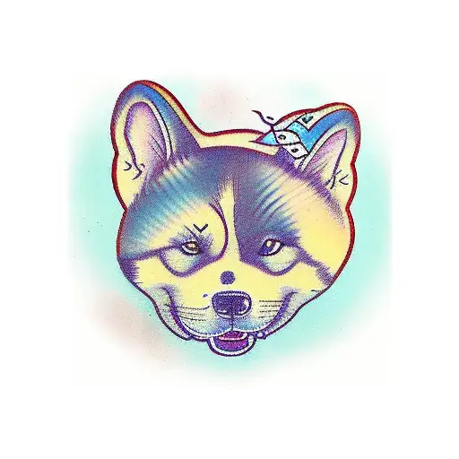 Akita inu diving tattoo design idea