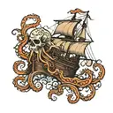 pirate ship octopus  tattoo design idea