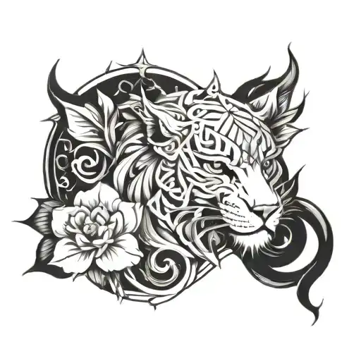 Create a black and white tattoo that represents strength and will tattoo design idea