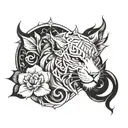 Create a black and white tattoo that represents strength and will tattoo design idea