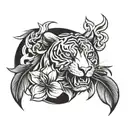 Create a black and white tattoo that represents strength and will tattoo design idea