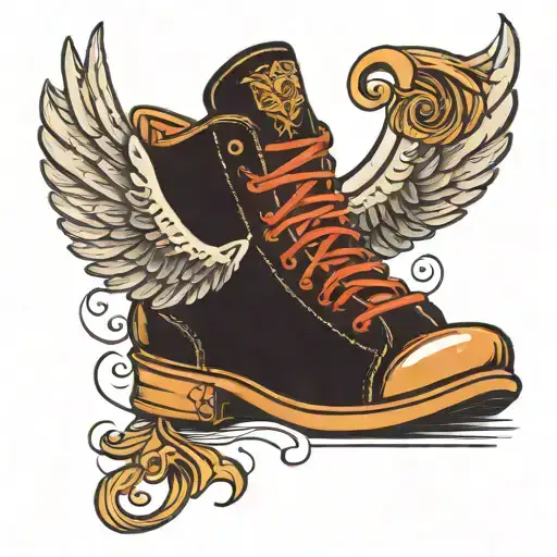 shoe with wings spread tattoo design idea