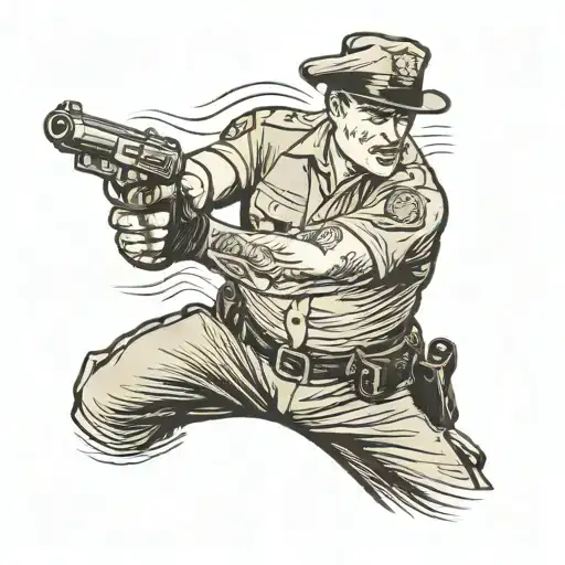 cop shooting himself tattoo design idea