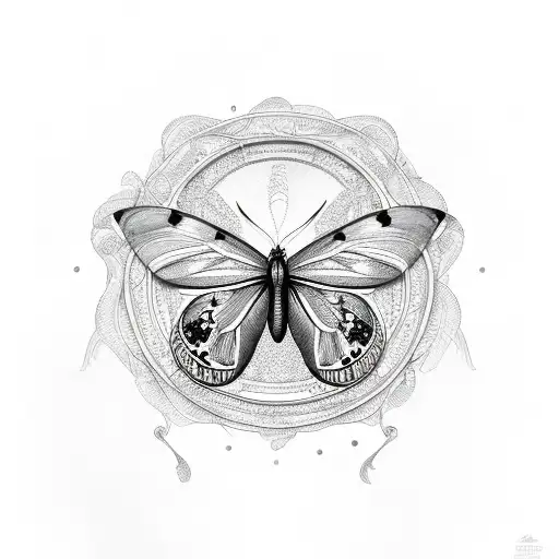 CD with a butterfly in the middle tattoo design idea