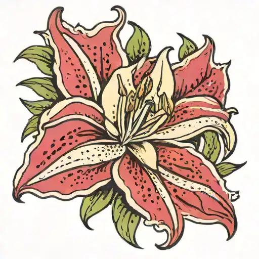 stargazer lily flower tattoo design idea