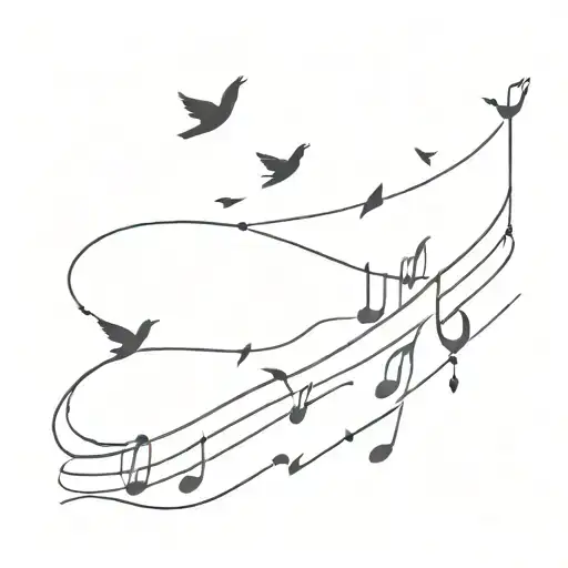 notes flying upward tattoo design idea