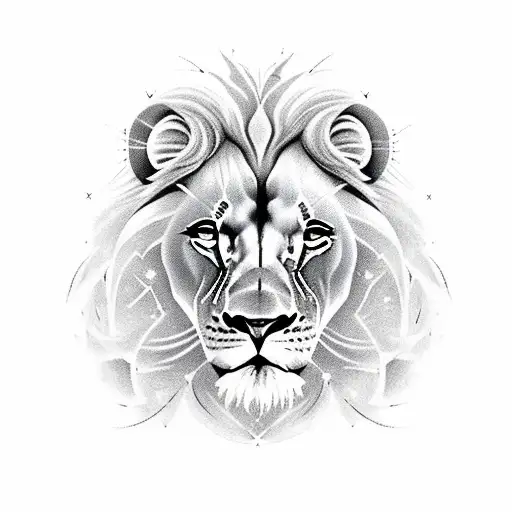 Half of a lion's head with the integrated astrological sign as well as the constellation of the lion. tattoo design idea