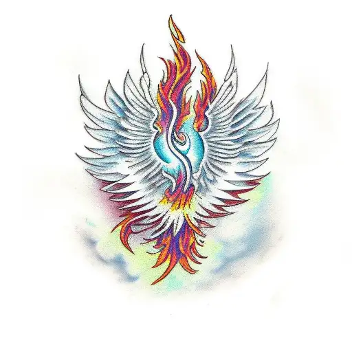 Phoenix rising from ashes on a twilight  tattoo design idea