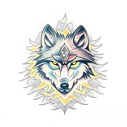 Wolf and eagle  tattoo design idea