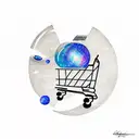 A minimalist tattoo of a galaxy with a UFO abducting a shopping cart tattoo design idea