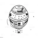 A minimalist tattoo of a galaxy with a UFO abducting a shopping cart tattoo design idea