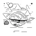 A minimalist tattoo of a galaxy with a UFO abducting a shopping cart tattoo design idea
