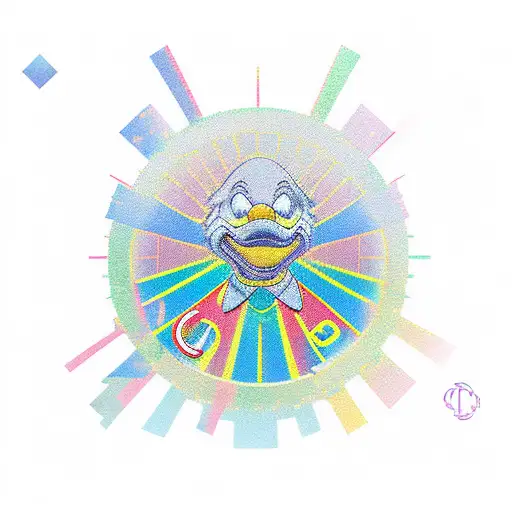 crypto, swiss franks, rollce royce, cash, scrooge mcduck,donald duck, gucci, rolls royce,LOUIS VUITTON  tattoo design idea