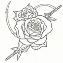 Incorporate Jhin's gun and roses into a minimalist design tattoo design idea