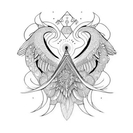 seraphim, intricate feathers tattoo design idea