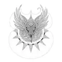 seraphim, intricate feathers tattoo design idea