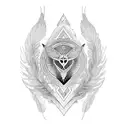 seraphim, intricate feathers tattoo design idea