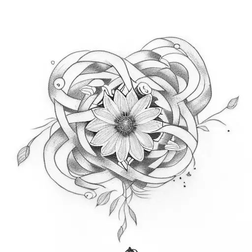 Create a tattoo of your children's birth flowers intertwined with their initials tattoo design idea