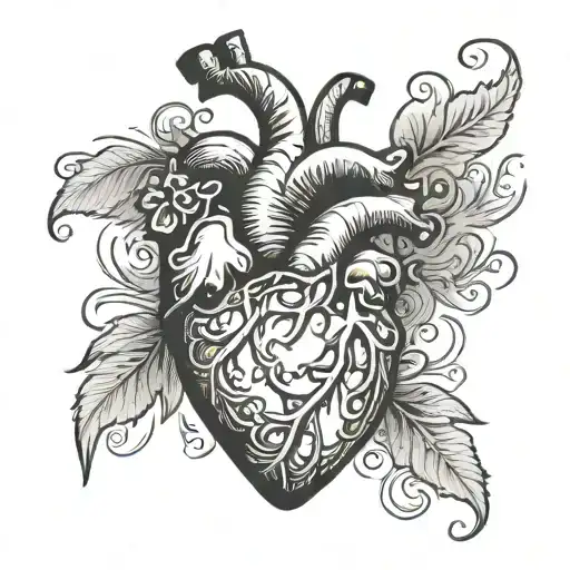 human heart and question mark tattoo design idea