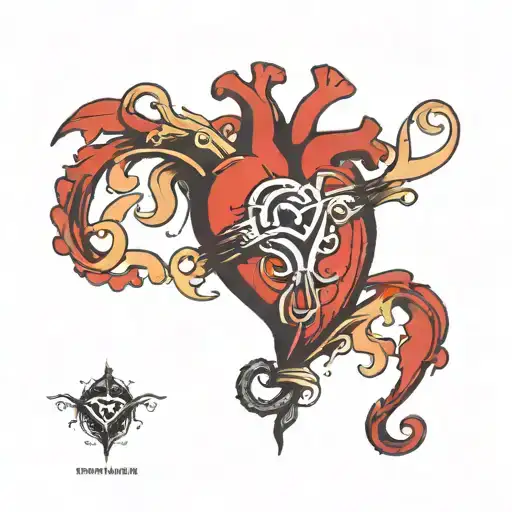 human heart and question mark tattoo design idea