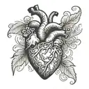 human heart and question mark tattoo design idea