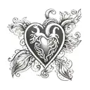 human heart and question mark tattoo design idea