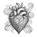 human heart and question mark tattoo design idea