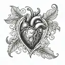 human heart and question mark tattoo design idea