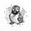 Puffin with Irish triquertra  tattoo design idea