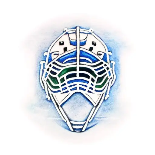 goalie mask with Vancouver Canucks blue and green tattoo design idea
