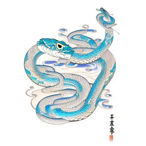 Snake and Pisces  tattoo design idea