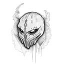 ghostface reflection in knife tattoo design idea