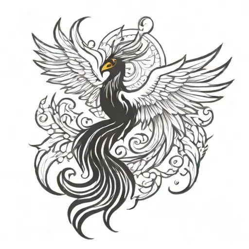 Phoenix rising from flames tattoo design idea