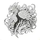 Phoenix rising from flames tattoo design idea