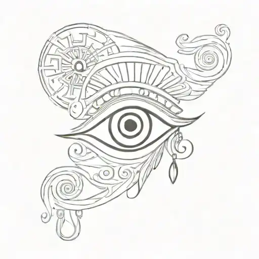 greek eye amulet and lettering Geek tattoo design idea