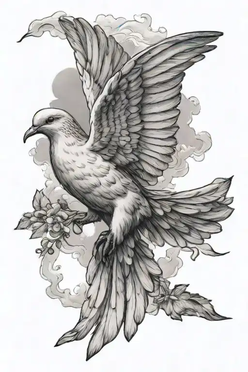 Dove flying to heaven tattoo design idea