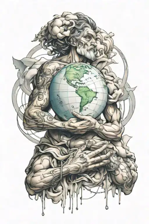 Atlas holding up the world tattoo design idea