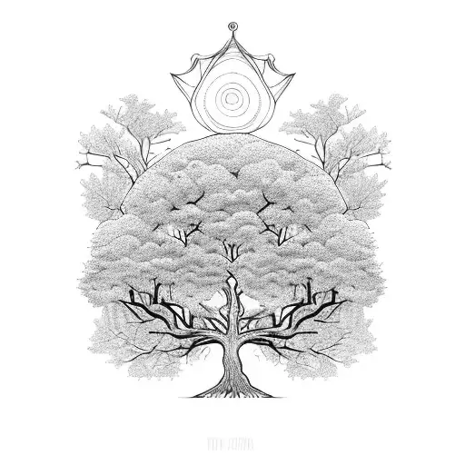 ARBOL DE LA VIDA CON RAMAS ROTAS Y PAJAROS VOLANDO tattoo design idea
