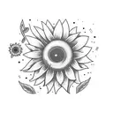 musicp notes, happy, daughter, urban, graffiti, sunflowers tattoo design idea