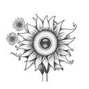 musicp notes, happy, daughter, urban, graffiti, sunflowers tattoo design idea
