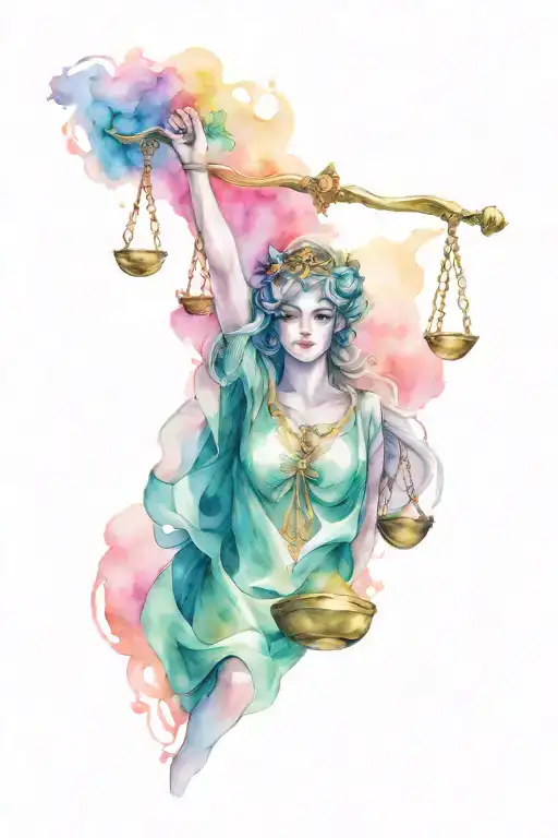 Libra, lady justice, anime girl tattoo design idea