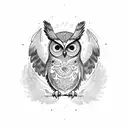 owl with open wings tattoo design idea