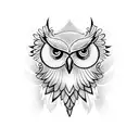 owl with open wings tattoo design idea