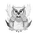 owl with open wings tattoo design idea
