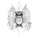 owl with open wings tattoo design idea