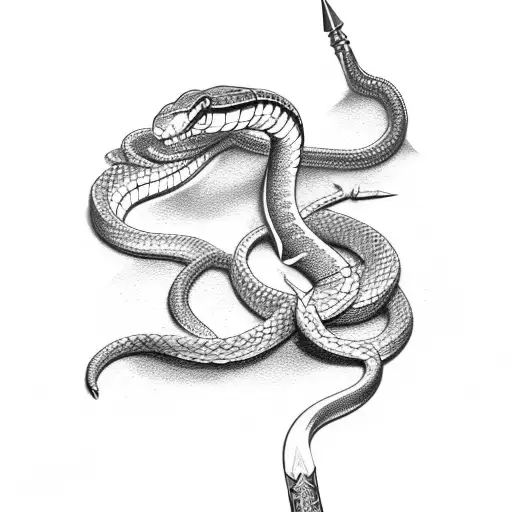 snake spitting a dagger tattoo design idea