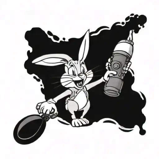 bugs Bunny holding a grenade exploding tattoo design idea