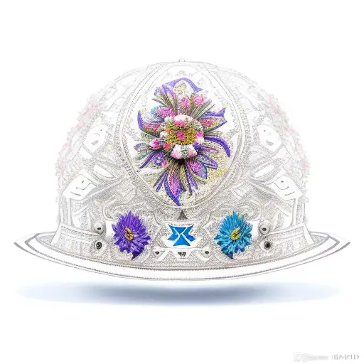 An intricate army helmet adorned with blooming flowers tattoo design idea