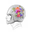 An intricate army helmet adorned with blooming flowers tattoo design idea